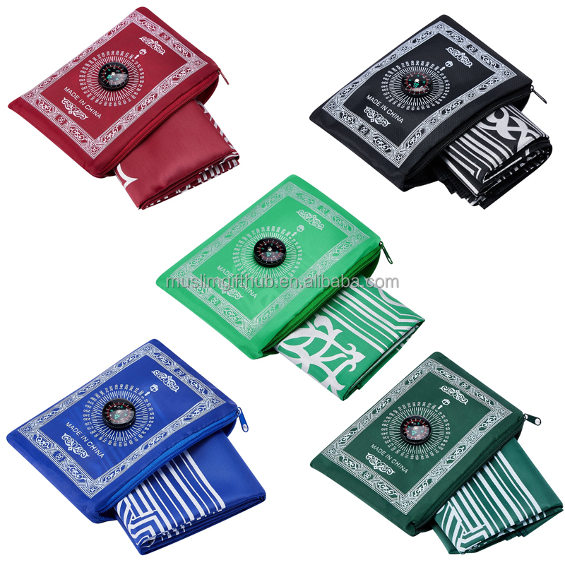 Ramadan Gifts Portable Travel Waterproof Polyester Prayer Mat Islamic Muslim Prayer Rug with Compass