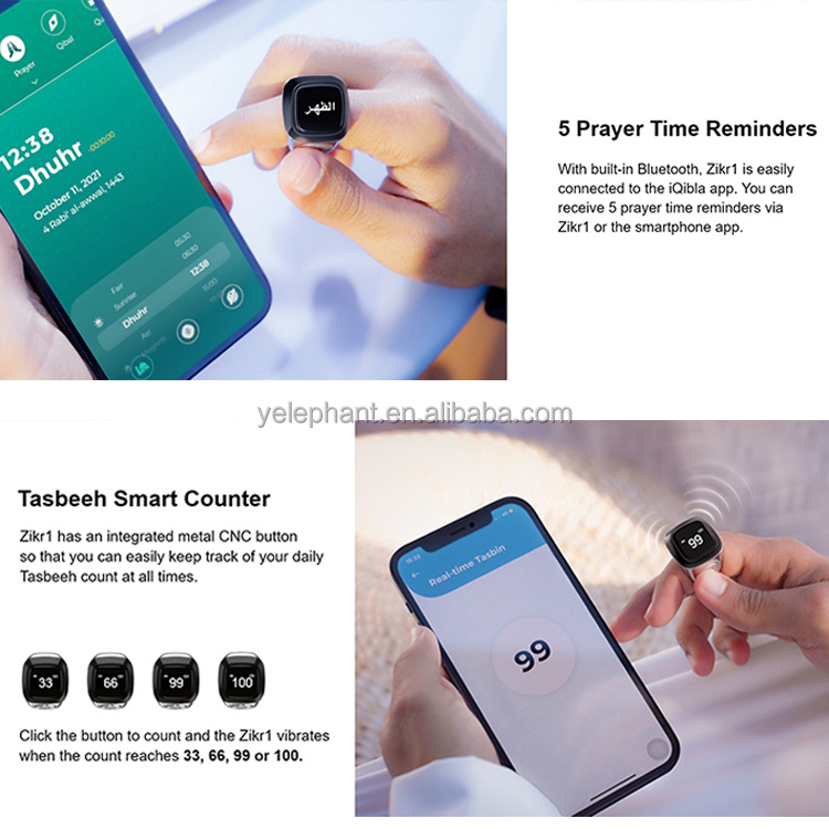 Wholesale Fancy Smart Iqibla Muslim Men Dihital Digital Tasbeeh Tasbee Dhikr Ring With Case - Image 5