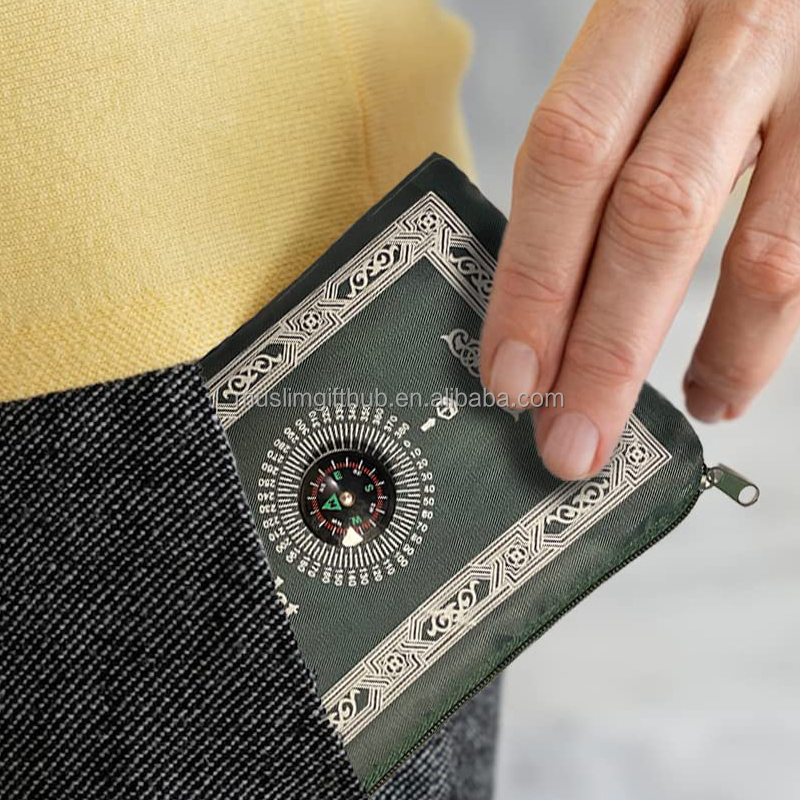 Ramadan Gifts Portable Travel Waterproof Polyester Prayer Mat Islamic Muslim Prayer Rug with Compass - Image 7