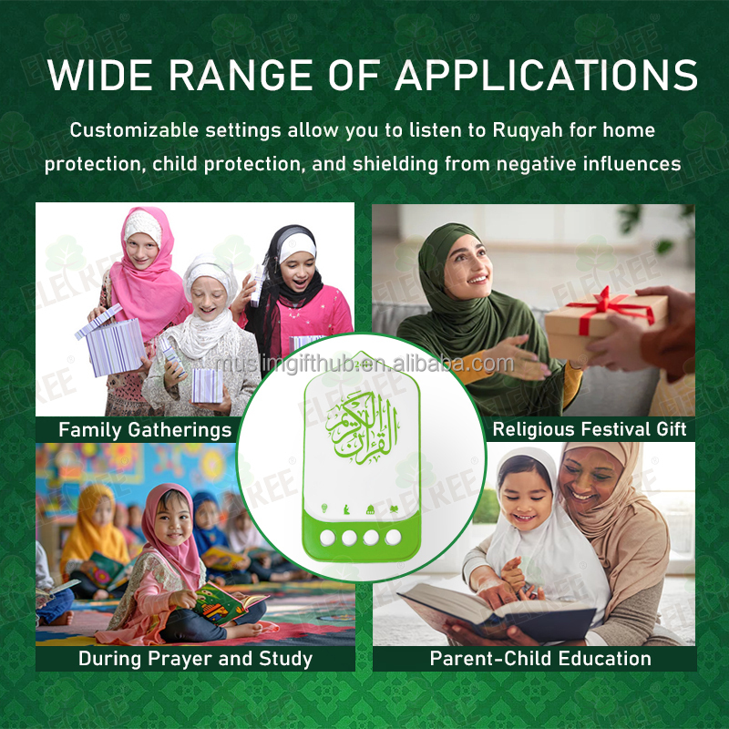 ZIKIRTIME Islamic Gift 24 Hours Non Stop 64 Surahs Zikir and Ruqyah Wall Plug in Smart Bahasa Arabic Led Lights Quran Speaker - Image 7