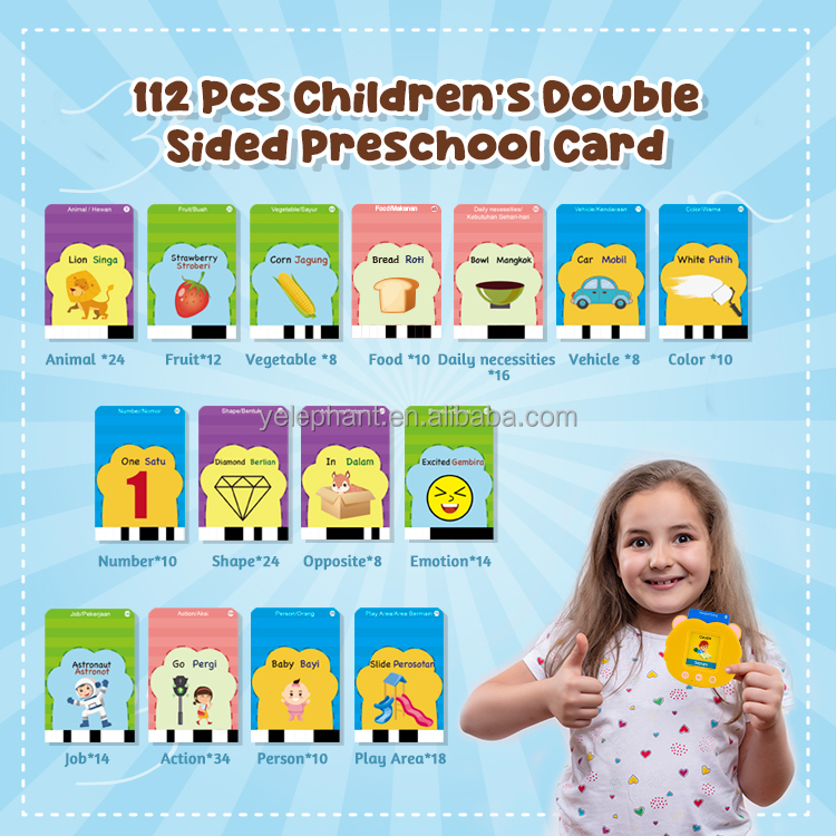 Bilingual Bengali English Talking Flash Card Reader Differ Language Bangla Baby Early Learning Educational Toys - Image 3