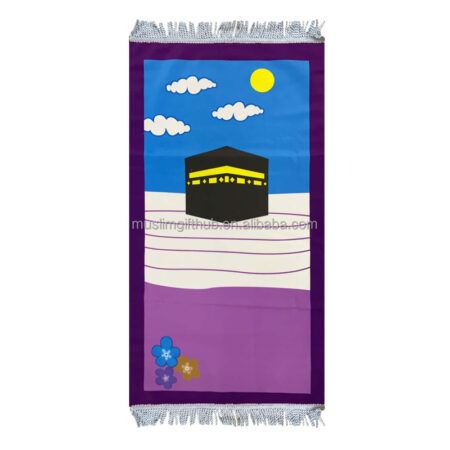 Kids Muslim Eid Hajj Gift Box Kinder Gebedskleed Children Islamic Lanterns Cartoon Design Kaaba Prayer Mat for Kids