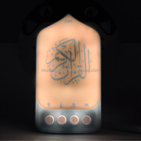 ZIKIRTIME Islamic Gift 24 Hours Non Stop 64 Surahs Zikir and Ruqyah Wall Plug in Smart Bahasa Arabic Led Lights Quran Speaker