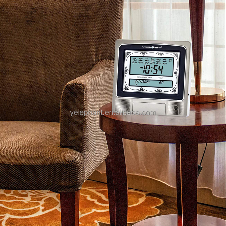 HA-4012 Netherlands Muslim Small Glass Azan-Clock Al-Fajia Lcd Screen Arlame Quemex Azan Desk Adhan Clock - Image 4
