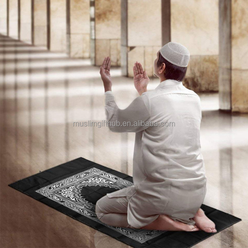 Ramadan Gifts Portable Travel Waterproof Polyester Prayer Mat Islamic Muslim Prayer Rug with Compass - Image 5