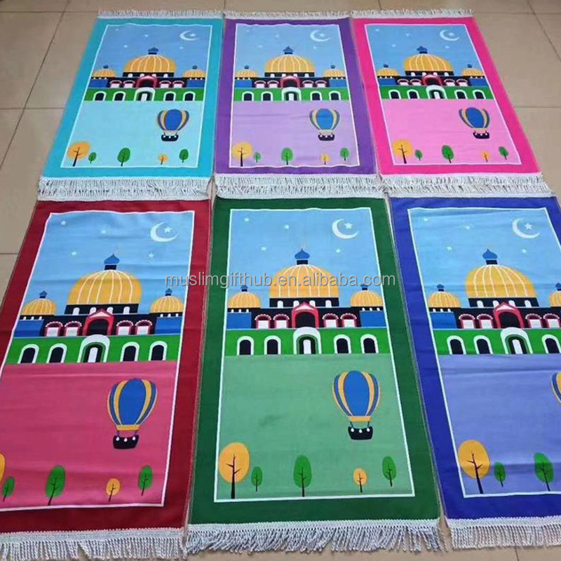 Children Portable Soft Polyester Luxury Sejadah Prayer Rug Islamic Muslim Kaaba Prayer Mat for Kids - Image 6