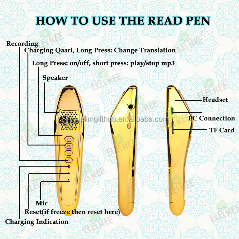 32GB Quran Pointer Reader Pen Gold Plated Quran Pen Reader with Somali Translation - Image 6