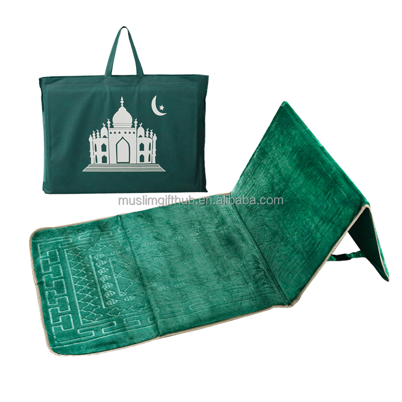 Turkish Flannel Three Fold Padded Seat Backrest Meditation Sajda Prayer Rug Chair Muslim Foldable Prayer Mat with Backrest