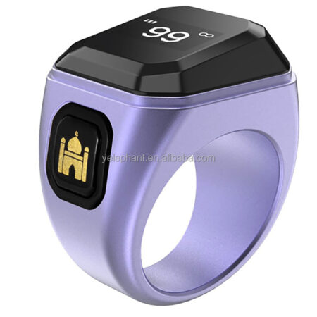 BW01 Iqibla Islam Purple and Smart Clock Talla 6 Digit Digital Tasbih Tally Finger Zikir E Ring Counter
