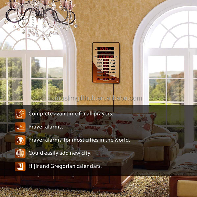 Muslim Automatic Athan Adhan Azan Quran and Azkar Led Display Eid Tekbir Takbeer Gift Didtal Prayer Time Clock for Mosque - Image 3