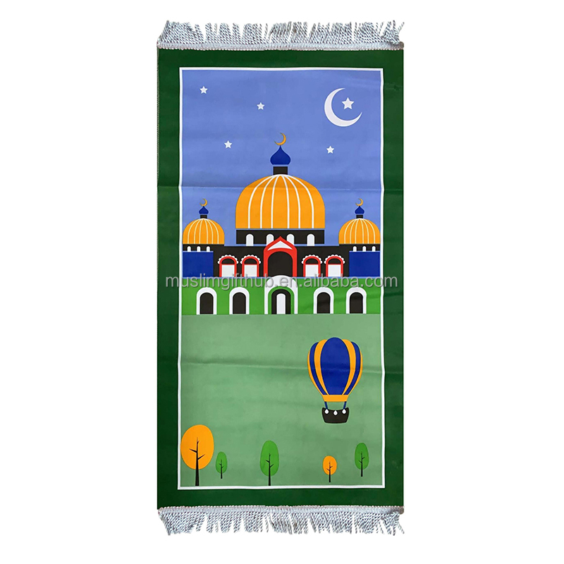 Kids Muslim Eid Hajj Gift Box Kinder Gebedskleed Children Islamic Lanterns Cartoon Design Kaaba Prayer Mat for Kids - Image 5
