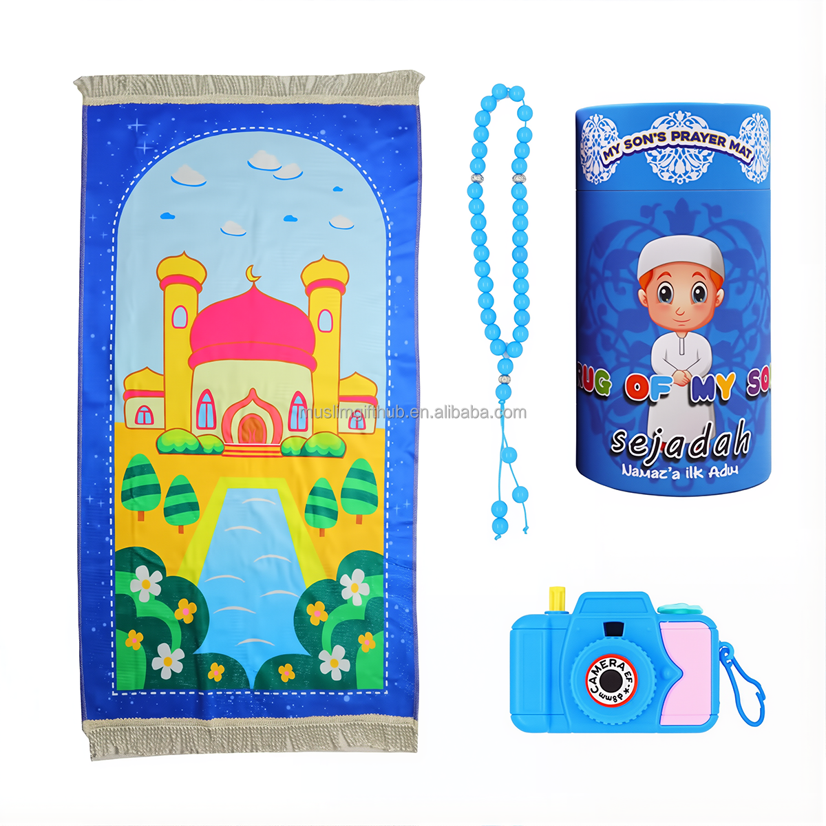 Kids Prayer Mat Ramadan Gift Portable Special Design Money Box Muslim Prayer Mat Gift Sets - Image 8