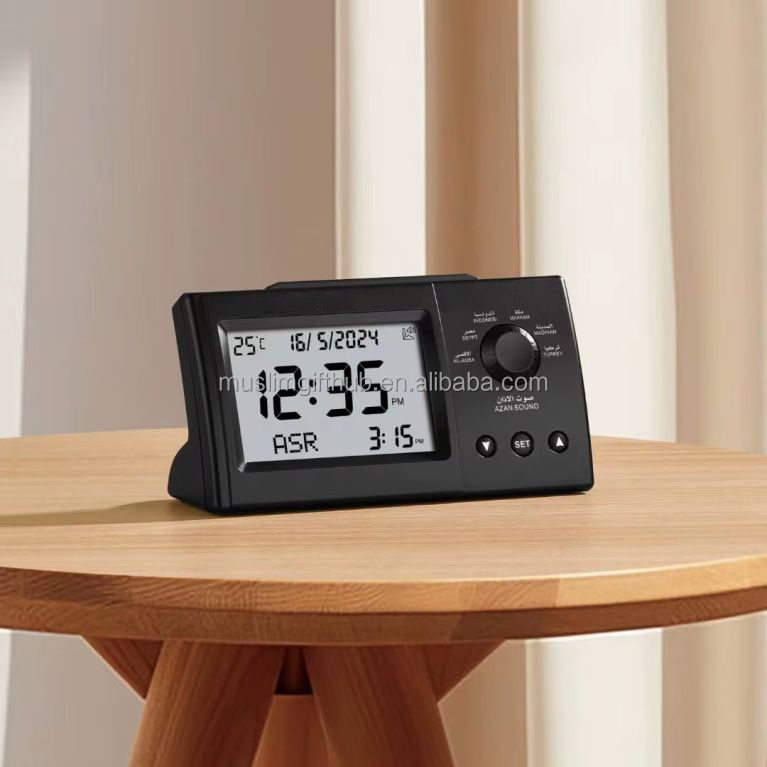 HA-3005 FAJ-101 Muslim Masjid Al-Athan Table Athan Clock Prayer Digital Alarm Clock with LCD to Display Azan Time and Date - Image 3